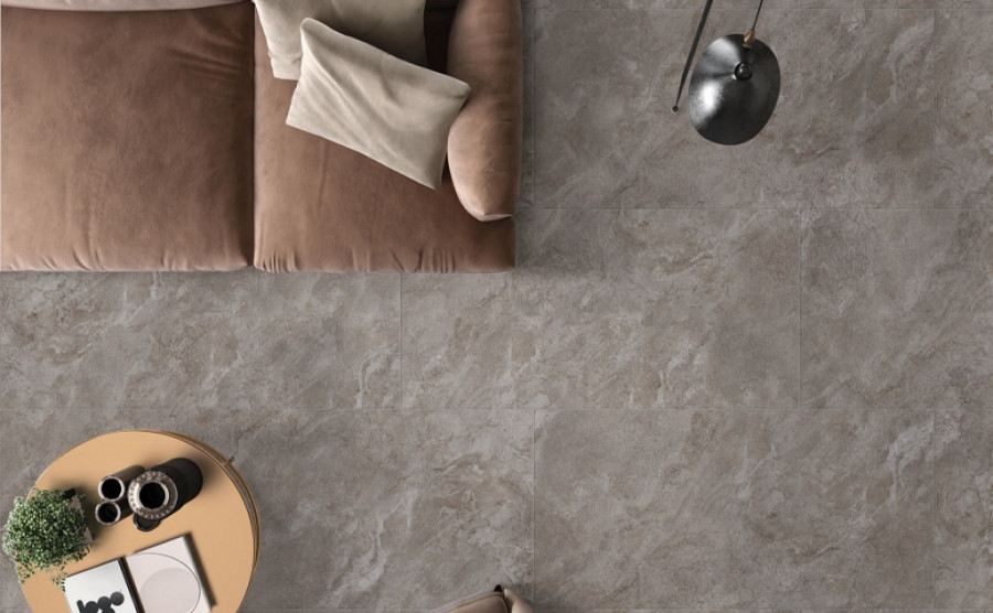 Tiles: Grey for the eclectic furnishings